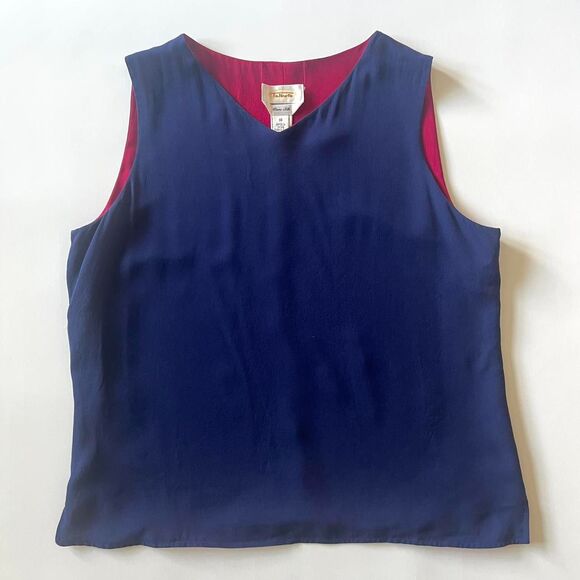 Reversible navy blue/red 100% silk cami with a V-neckline - Picture 1 of 8